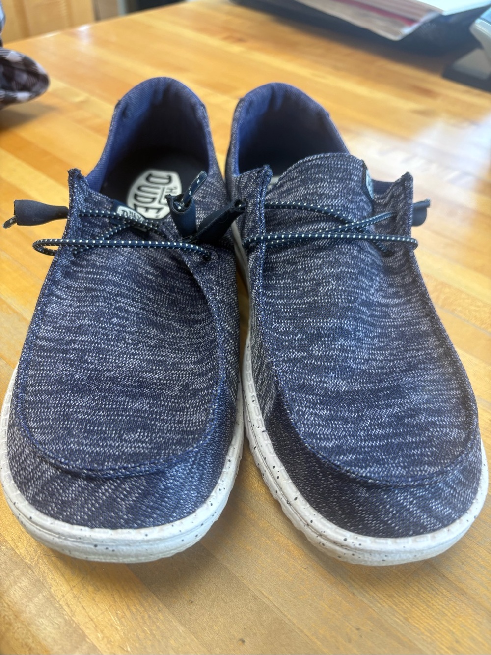 Hey Dude Navy Knit Womens Slip-On Loafers
